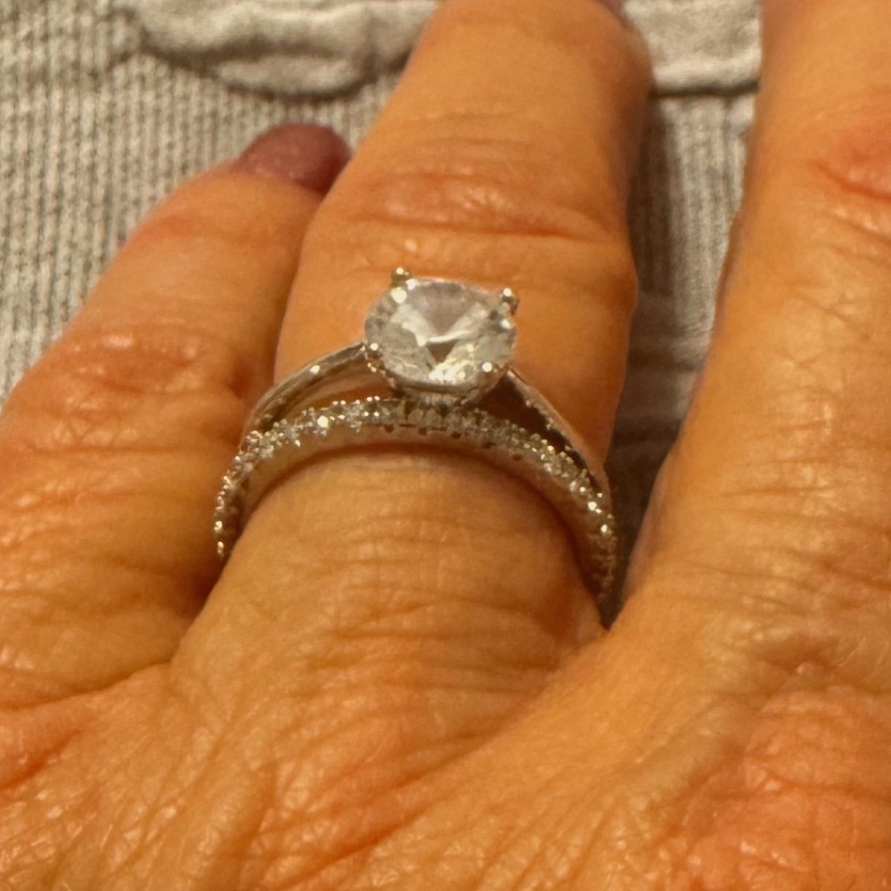 Beautiful Simulated  Solitaire & Eternity Band  Wedding Set by Daniela Swabe